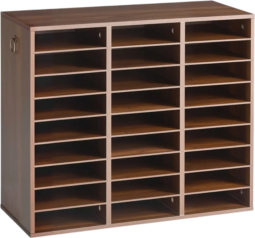 VEVOR Wood Literature Organizer 27 Compartments Office Mailboxes Brown, Countertop Literature Sorter for Files Documents Papers, with Adjustable Shelves, for Office, Home, Classroom Organization