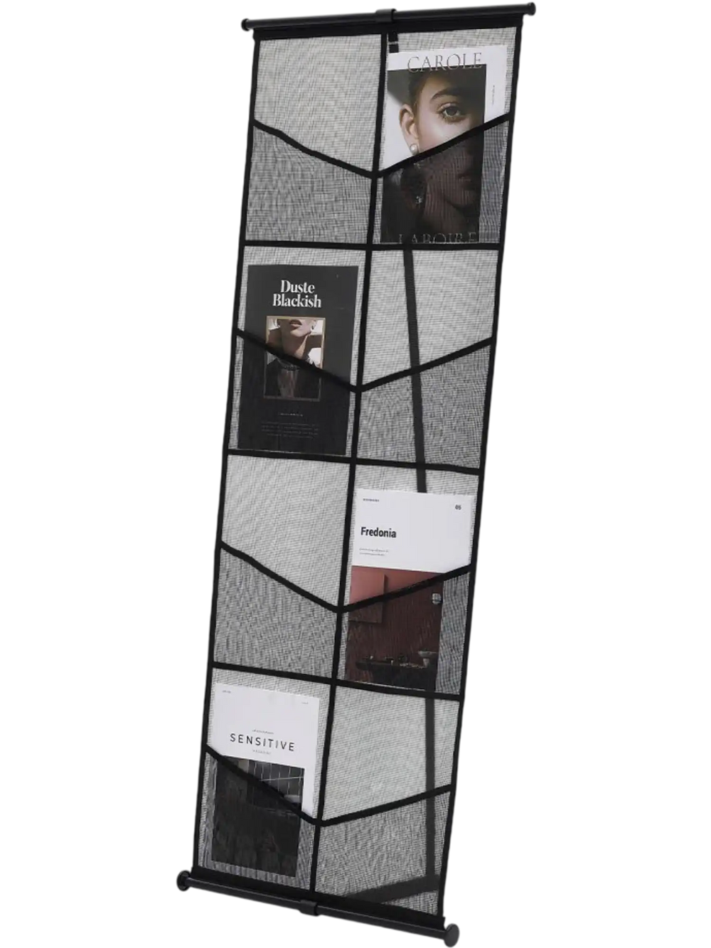 VEVOR Brochure Display Stand, 4-Tier 8 Pockets Mesh Literature Display Holder, Floor Standing Magazine Newspaper Catalog Rack, Lightweight and Portable with Carrying Bag for Shop Exhibitions Office