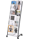 VEVOR Brochure Display Rack, 6-Tier Magazine Literature Display Stand, Floor Standing Magazine Rack Newspaper Catalog Holders, Movable with 4 Wheels (2 Lockable) for Shop Exhibitions Office, 6 Pockets