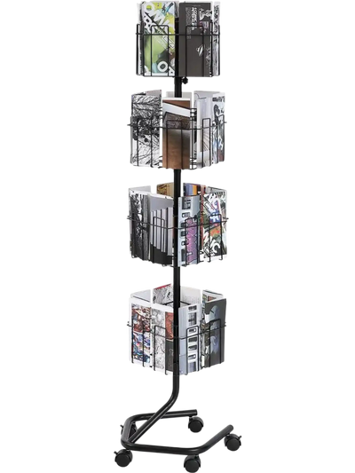 Vevor Literature Display Stand 32-Pocket Rotating Brochure Rack with 5 Wheels New