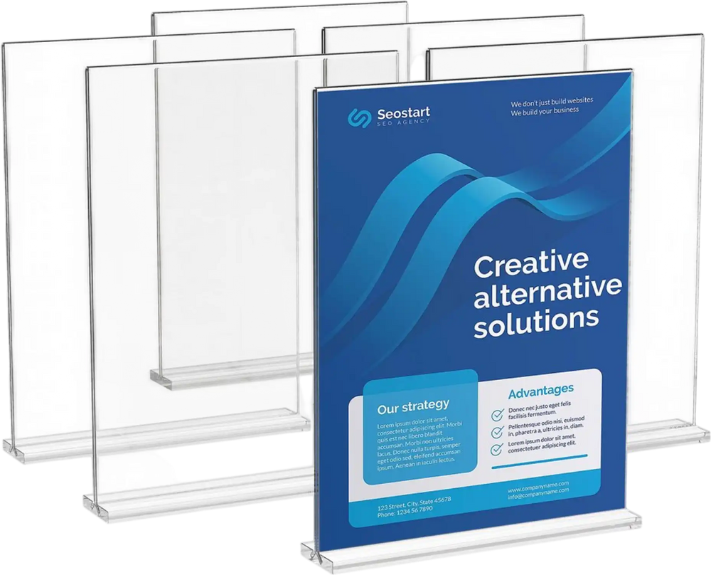 VEVOR Acrylic Sign Holder, 6 Pack 8.5 x 11-inch Brochure Display Holders, T-Shape Double Sided Display Sign Stand, Clear Acrylic Table Menu Photo Paper Holder for Restaurant Office Wedding Bar