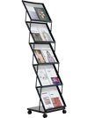 VEVOR Brochure Display Rack, Foldable 5 Pockets Magazine Literature Display Stand, Movable Floor Standing Magazine Rack with Wheels, Metal Newspaper Catalog Holders for Shop Exhibitions Office Show