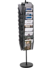 VEVOR Rotating Brochure Display Rack, 30 Pockets Mesh Magazine Literature Display Stand, Portable Floor Standing Magazine Rack, Metal Newspaper Catalog Holders for Shop Exhibitions Office Trade Show