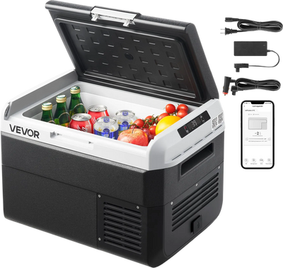 VEVOR 12 Volt Car Refrigerator, 26.4QT/25L Car Fridge, Portable Electric Cooler with -4℉~68℉ Adjustable Temperature, 12/24V DC and 100- 240V AC Compressor Freezer for Outdoor, Camping, Travel, RV