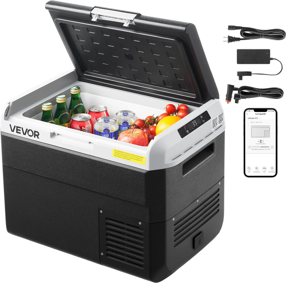 VEVOR 12 Volt Car Refrigerator, 31.7QT/30L Car Fridge, Portable Electric Cooler with -4℉~68℉ Adjustable Temperature, 12/24V DC and 100- 240V AC Compressor Freezer for Outdoor, Camping, Travel, RV