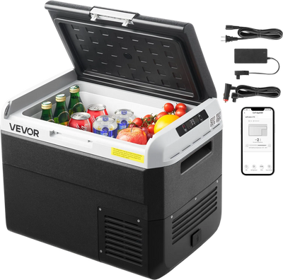 VEVOR 12 Volt Car Refrigerator, 31.7QT/30L Car Fridge, Portable Electric Cooler with -4℉~68℉ Adjustable Temperature, 12/24V DC and 100- 240V AC Compressor Freezer for Outdoor, Camping, Travel, RV
