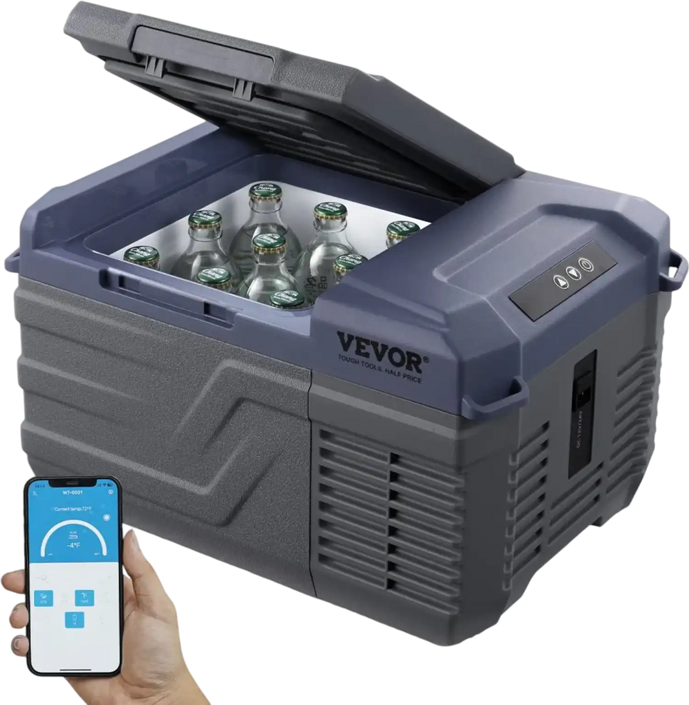 VEVOR Car Refrigerator, 12 Volt Car Refrigerator Fridge, 9 L Single Zone Portable Freezer, -4℉-68℉ Adjustable Range, 12/24V DC and 100-240V AC Compressor Cooler for Outdoor, Camping, RV