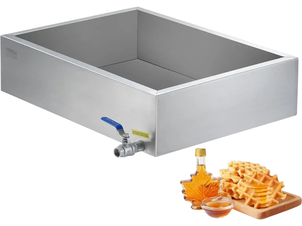 VEVOR Maple Syrup Evaporator Pan, 11.2 Gallon, 162 Cups of 8.8oz Maple Syrup, Flat Evaporator Pan with 1 Valve and 3 Heating Methods, 304 Stainless Steel Maple Syrup Pan for Home, Outdoor