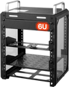 VEVOR 6U Network Rack 7.87 Inch Depth Open Frame Server Rack Vented Shelf, for 10 Inch Network IT Equipment A/V Devices, Supports Up to 200 lbs, with Side Translucent Panels & 2 Top Handles, SBC Tray