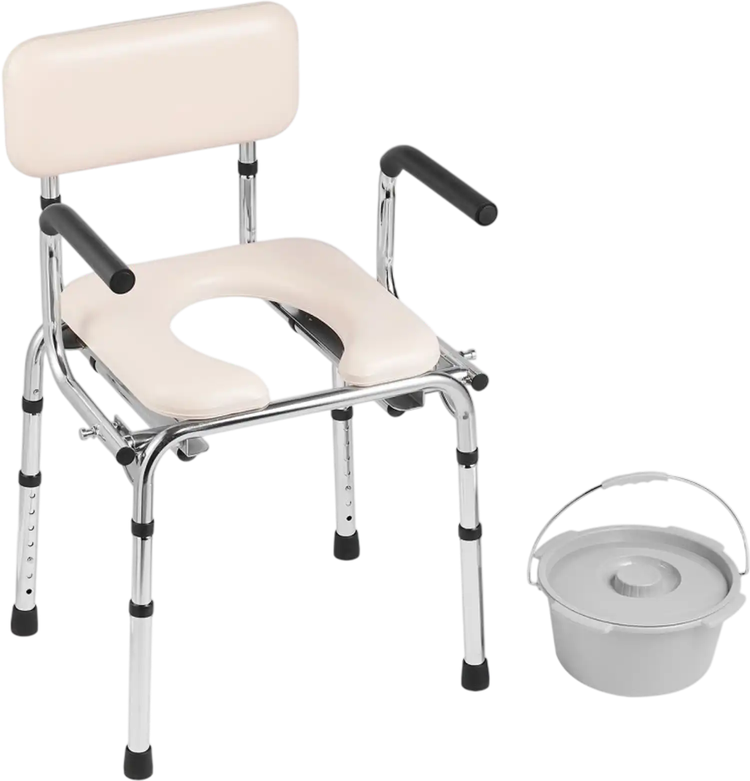 Vevor Commode Chair Bedside Portable Toilet with Padded Seat and Drop-Down Arms New