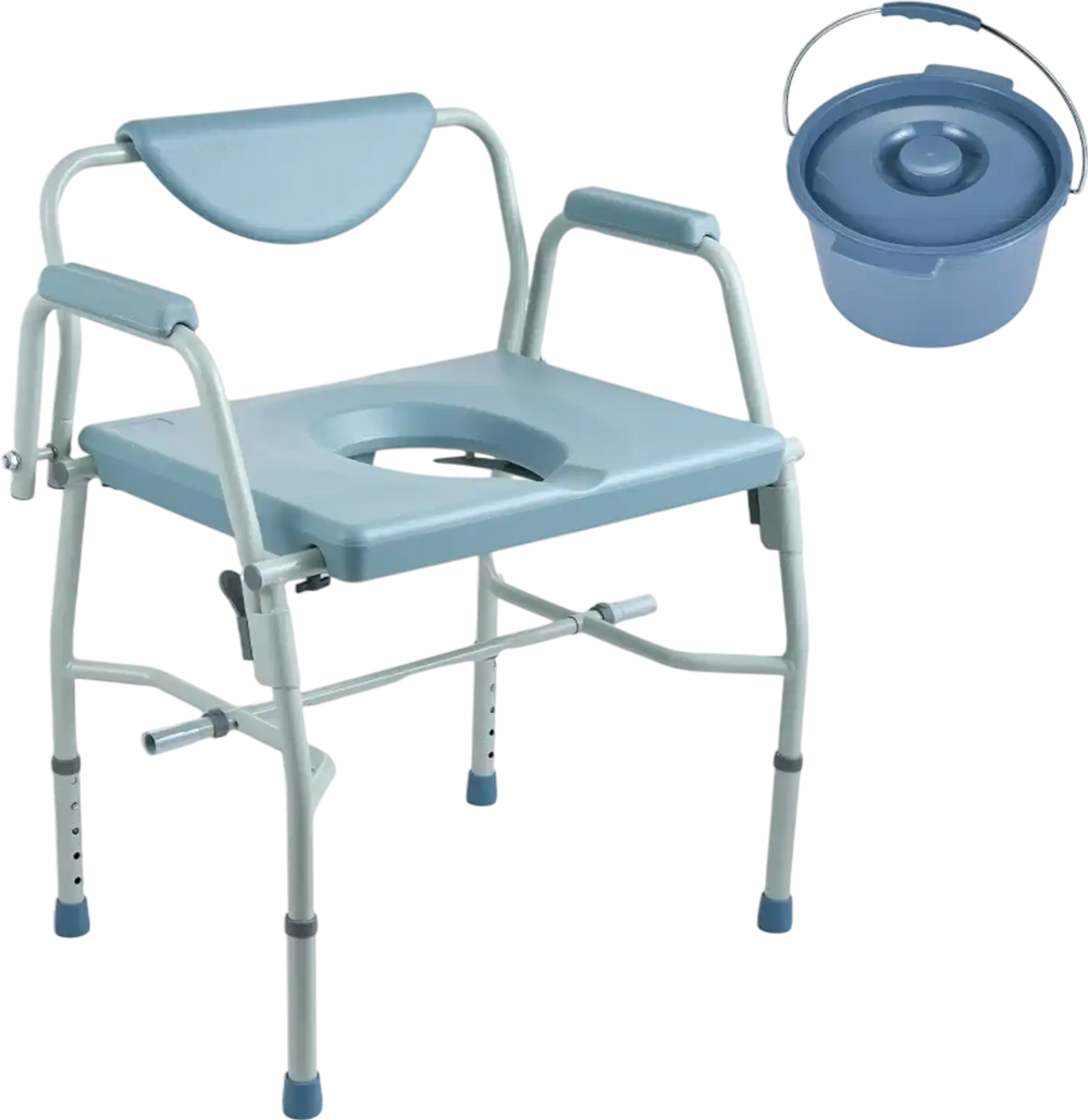 VEVOR Commode Chair, Bedside Commode with Drop-Down Arms and Detachable Backrest, 5-Level Adjustable Height, 7L Removable Bucket, Easy to Assemble, 1000LBS Capacity, Portable Toilet for Adults Seniors