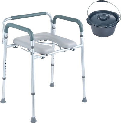 Vevor Commode Chair Bedside Raised Toilet Seat with Padded Seat and Arms New