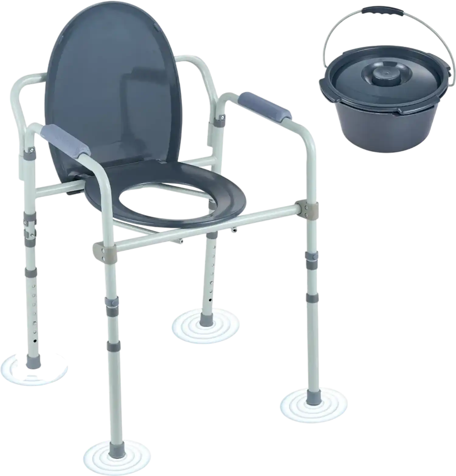 Vevor Commode Chair Adjustable Bedside Toilet Seat with Removable Bucket New