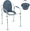 VEVOR Commode Chair, Bedside Commode with Wider Toilet Seat, 7-Level Adjustable Height, 5.8L Removable Bucket, Easy to Assemble, 350 LBS Capacity, Raised Toilet Seat for Adults Seniors