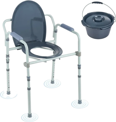 Vevor Commode Chair Adjustable Bedside Toilet Seat with Removable Bucket New