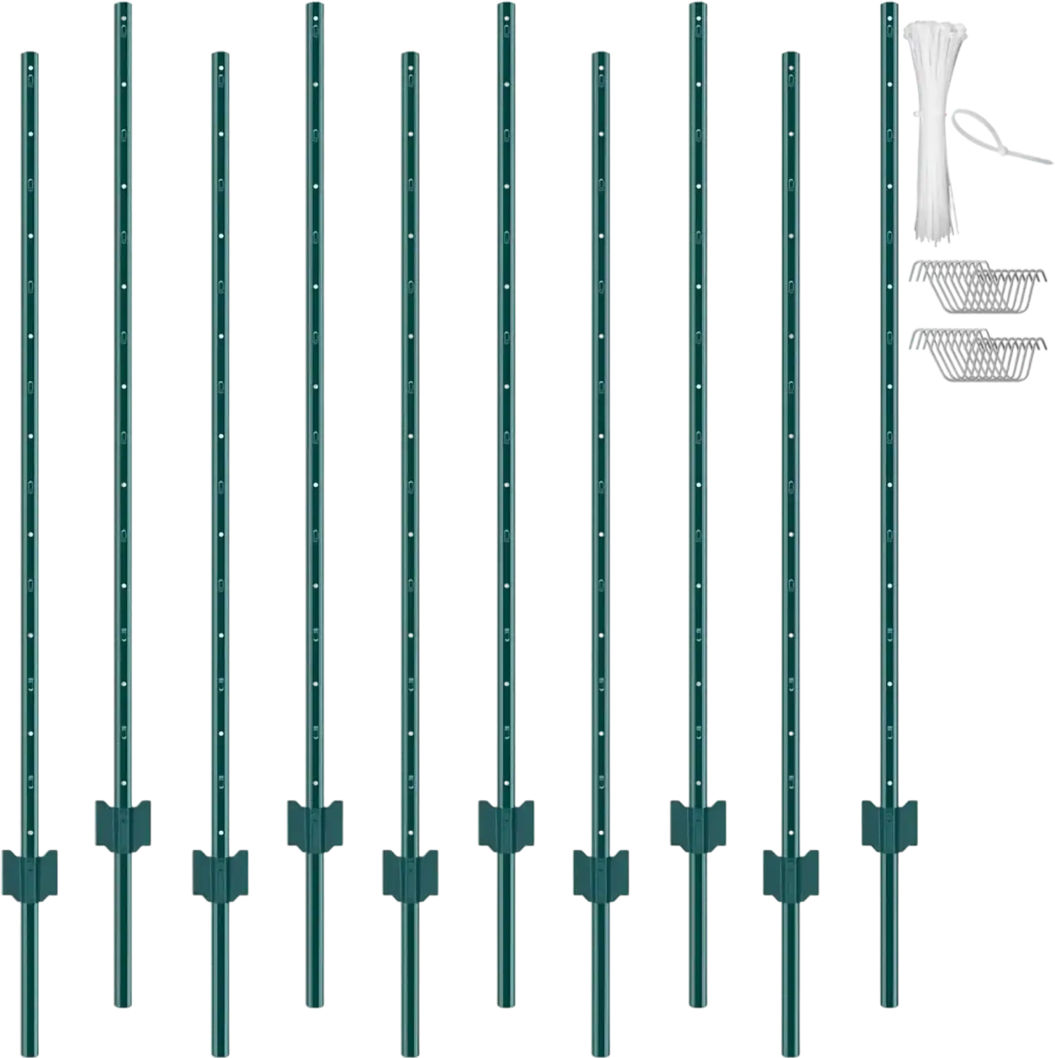 Vevor Fence Posts 5' Heavy Duty Metal U-Channel 10-Pack Green New