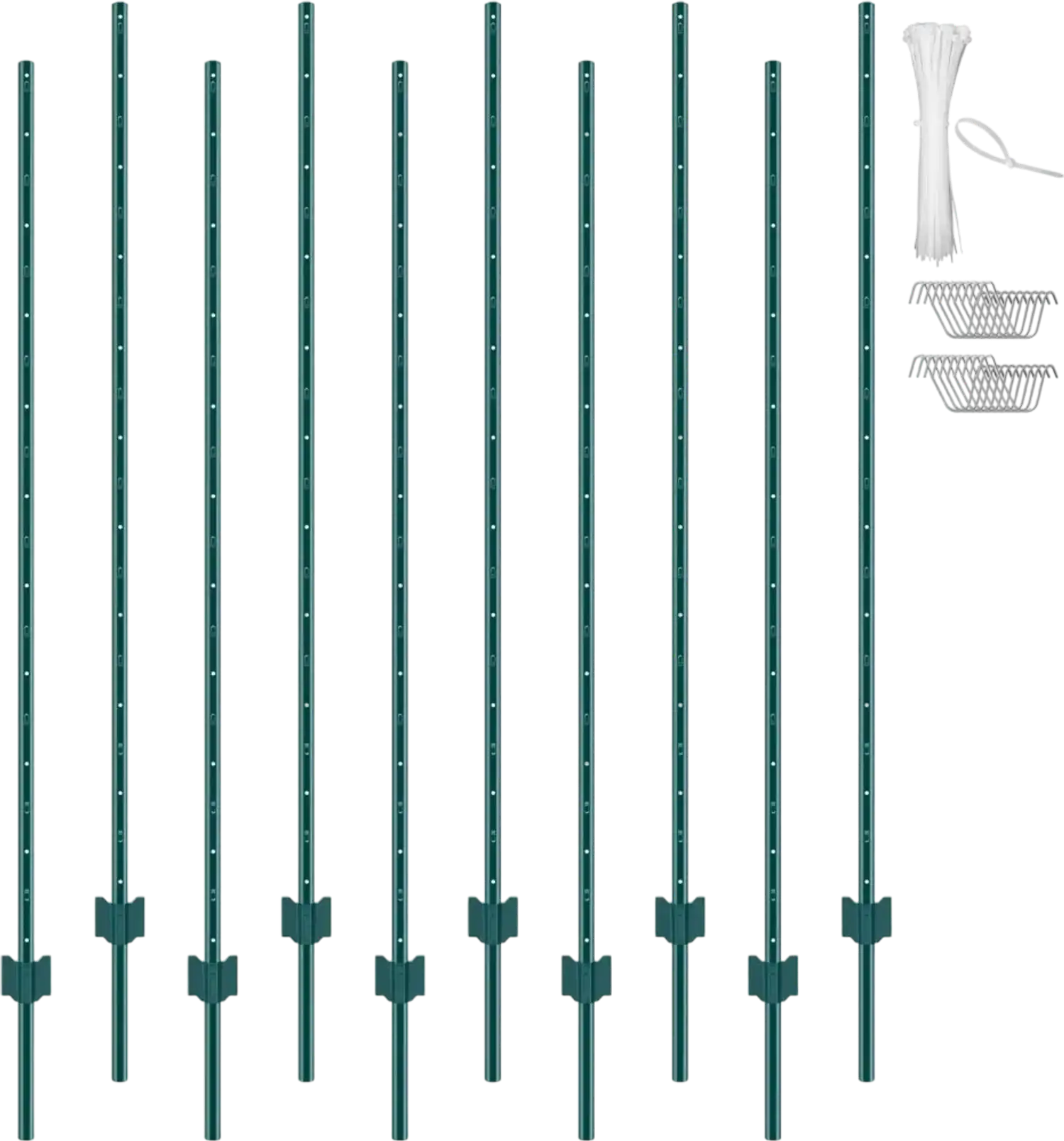 Vevor Fence Posts 6' 10-Pack U-Channel Heavy Duty Metal Garden Stakes Green New