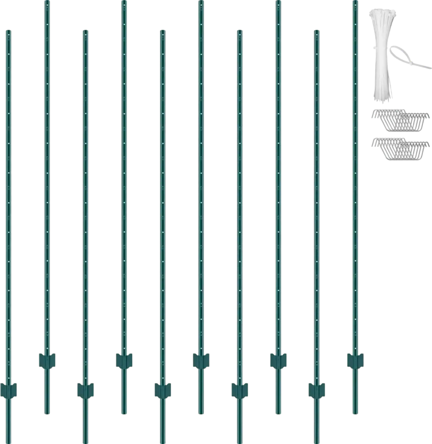 Vevor Fence Post 7' 10-Pack Heavy Duty Metal U-Channel Green New