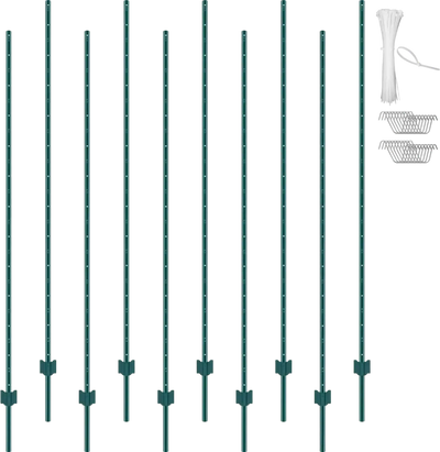 Vevor Fence Post 7' 10-Pack Heavy Duty Metal U-Channel Green New