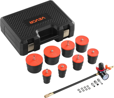 VEVOR Turbo Boost Leak Tester Kit, 0-80 PSI Valve Gauge Range, Turbo System Leakage Tester Set with 4 Pairs of Stepped Adapters 1-3/8