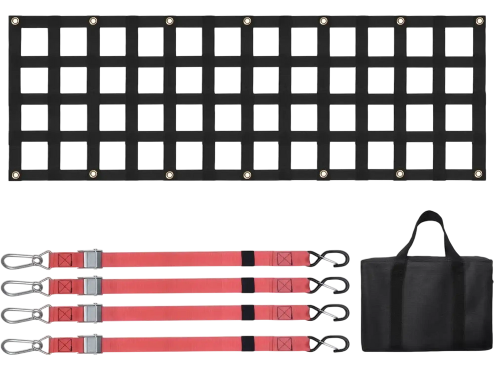 VEVOR Tailgate Net, 54 in x 18 in, Heavy Duty Cargo Net for Truck Bed with 4 Adjustable Telescopic Straps, Extendable & Durable, Flexible Adjustment, Suitable for Pickup, Trailer, Truck, Jeep, SUV
