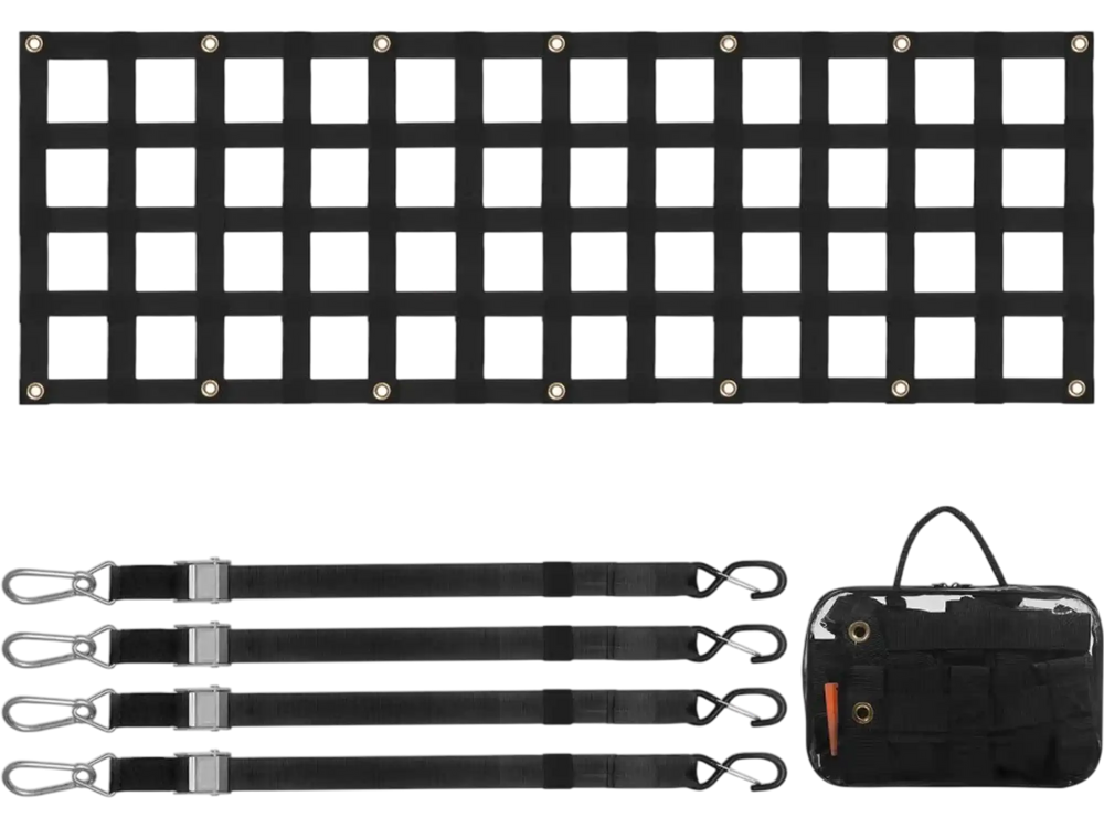 VEVOR Tailgate Net, 60 in x 18 in, Heavy Duty Cargo Net for Truck Bed with 4 Adjustable Telescopic Straps, Extendable & Durable, Flexible Adjustment, Suitable for Pickup, Trailer, Truck, Jeep, SUV
