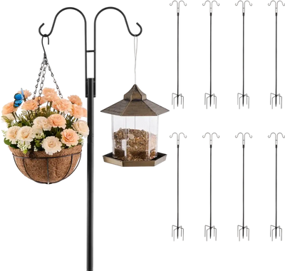 VEVOR Double Shepherds Hooks for Outdoor, 8 Pack 76 Inch Heavy Duty Bird Feeder Pole, 3/4 Inch Thick Garden Hooks for Hanging Hummingbird Feeder, Plant Baskets, Solar Light Lanterns,Wind Chimes