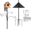 VEVOR 4-Hook Wild Bird Feeder Stand Pole, 92 Inch Bird Feeding Station Kit, 31/32 inch Diameter Bird House Hanging Hooks with Squirrel Guard Baffle, Heavy Duty Multi-Feeder Stand Easy to Install