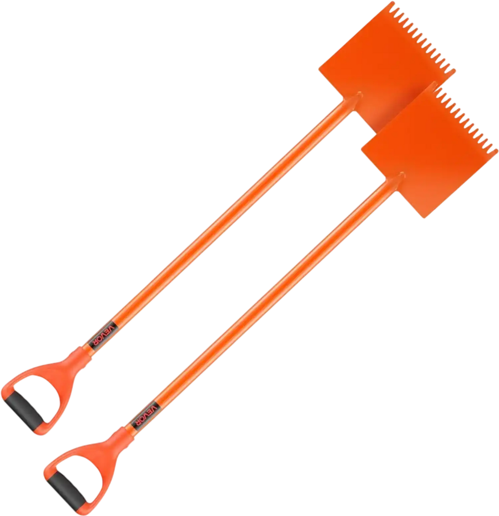 VEVOR Shingle Shovel 2 Pack, D-Grip Handle Shingle Roof Ripper, High Hardness 45# Steel & Lightweight Easy Tearing Off Roofing & Nails Tool, ideal for Commercial and Residential Use,Orange