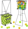 VEVOR Tennis Ball Hopper, Holds 75 Tennis Balls, Pickleball Basket Cart with Wheels for Easy Pick Up, Portable Pickleball Caddy with Heavy-Duty Construction, Handle, for Training Carrying Storage