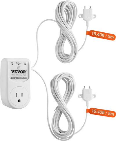 VEVOR Sump Pump Alarm, Indoor/Outdoor High Water Septic Tank Alarm With HI/LO Dual Sensors, 85dB Loud Alarm and 16.4ft Extended Sensor Cable, For Sewage Pits, Submersible, Utility