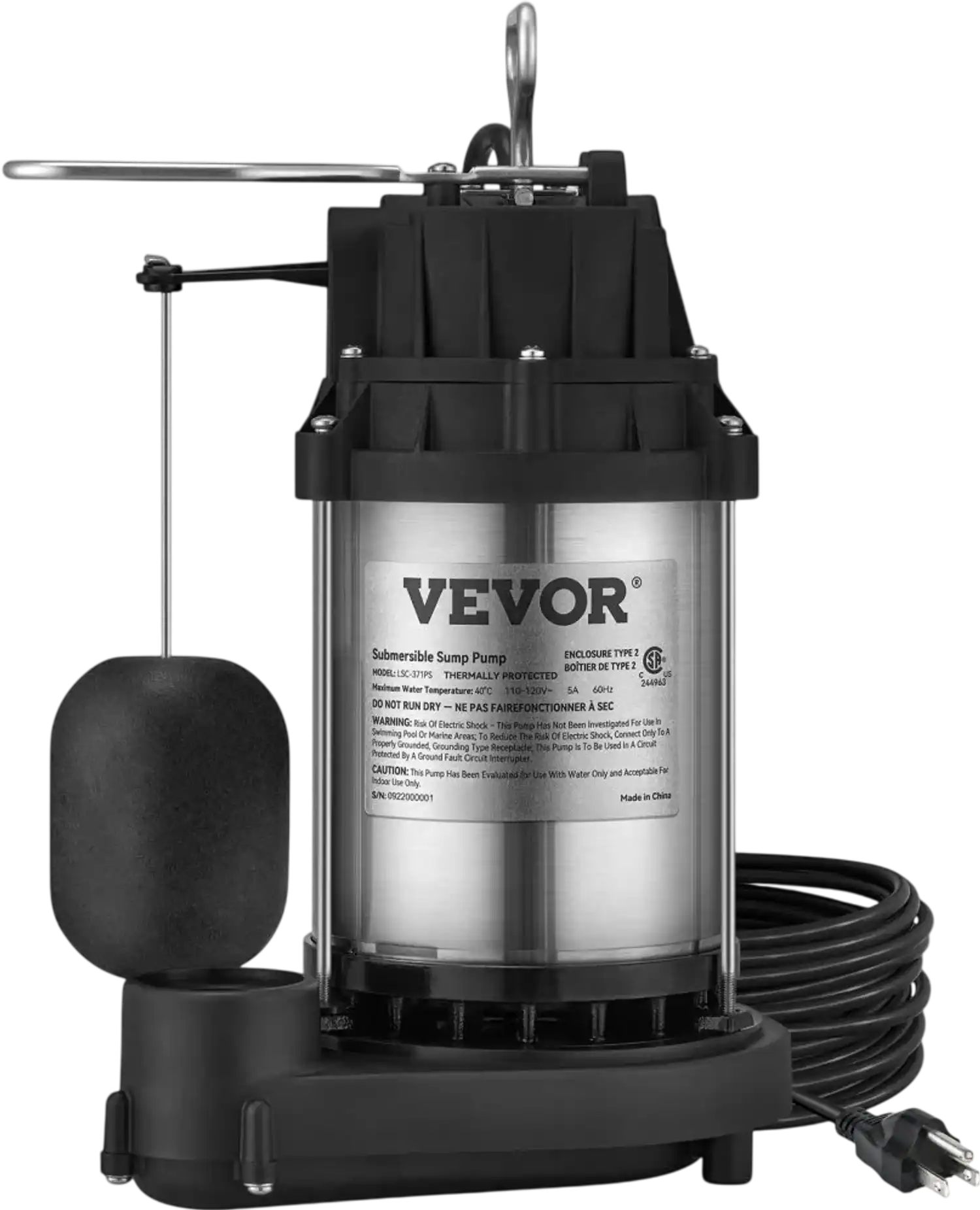 Vevor Sump Pump 1/2 HP Submersible Water Pump New