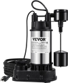 VEVOR 1.5 HP Submersible Cast Iron and Steel Sump Pump, 6000 GPH Submersible Water Pump with Integrated Vertical Float Switch, for Basement Water Basin and Flooding Area Tested to UL Standards