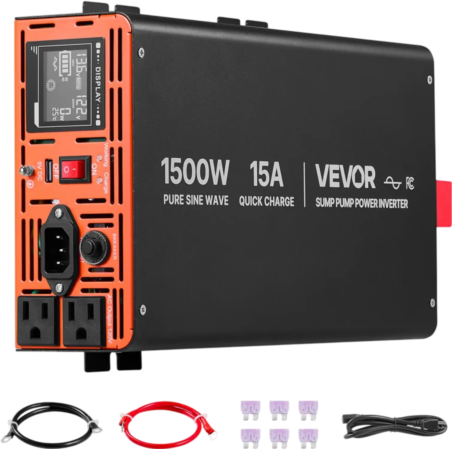 Vevor Sump Pump Battery Backup System 1500W Pure Sine Wave LCD Display New