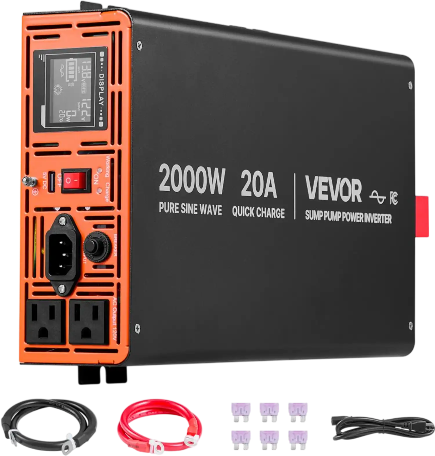 Vevor Sump Pump Battery Backup System 2000W Pure Sine Wave LCD Display New