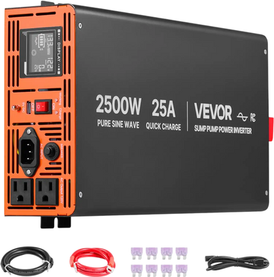 Vevor Sump Pump Battery Backup System 2500W Pure Sine Wave LCD Display New