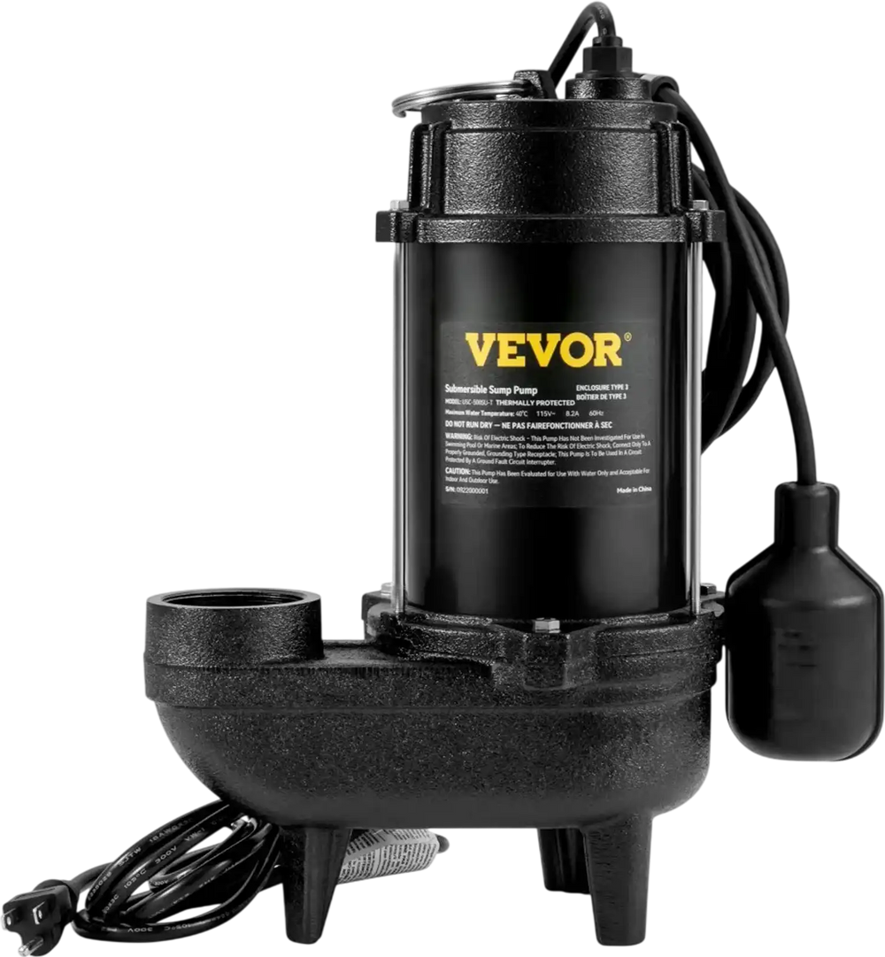 Float Swi Vevor Sewage Pump 3/4 HP 5880 GPH Cast Iron Submersible with Float Swi ...