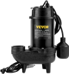 VEVOR Submersible Sewage Pump, 3/4 HP, 5880 GPH, 1050W, Durable Cast Iron, Includes 2" Outlet and 10 ft Piggy-back Float Switch, Ideal for Septic Tanks, Basements