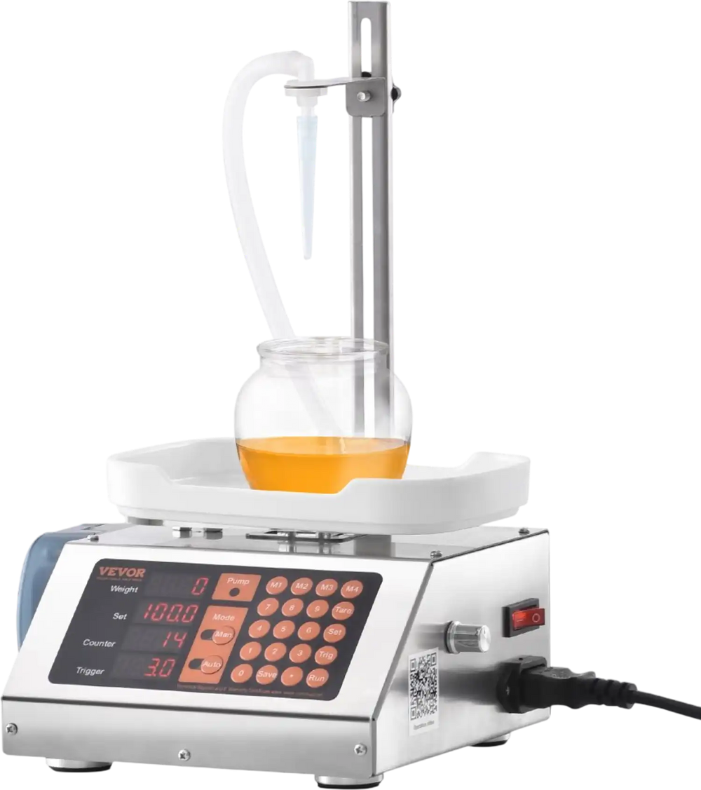 VEVOR Liquid Filling Machine, 5-300 g Weighing Capacity, Automatic Bottle Filler Machine, Bottling Machine Peristaltic Pump Digital Control for Milk, Water, Wine, Beverage, Soy Sauce (Single Nozzle)