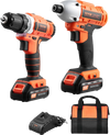 VEVOR Tool Combo Kit, 12V Max Cordless 2-Tool Combo Kit, with 3/8 in Drill, 1/4 in Impact Driver, Compact Cordless Power Tool Combo Kit with 2.0 Ah Batteries, Screws, One Charger, and One Cloth Bag