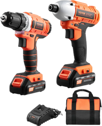 VEVOR Tool Combo Kit, 12V Max Cordless 2-Tool Combo Kit, with 3/8 in Drill, 1/4 in Impact Driver, Compact Cordless Power Tool Combo Kit with 2.0 Ah Batteries, Screws, One Charger, and One Cloth Bag