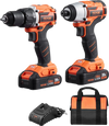 VEVOR Tool Combo Kit, 20V Max Cordless 2-Tool Combo Kit, with 1/2 in Drill, 1/4 in Impact Driver, Compact Cordless Power Tool Combo Kit with 2.0 Ah Batteries, Screws, One Charger and One Cloth Bag