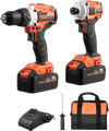 VEVOR Tool Combo Kit, 20V Max Cordless 2-Tool Combo Kit, with 1/2 in Impact Drill, 1/4 in Impact Driver, Compact Cordless Power Tool Combo Kit with 4.0 Ah Batteries, Screws, Charger, and Cloth Bag