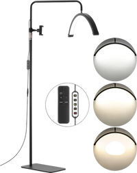VEVOR Half Moon Light for Esthetician, 23 inch Dimmable LED Floor Lamp Lash Light for Eyelash Extensions, Arched Eyelash Lamp with Phone Holder, Remote Control, for Beauty, Skincare, Eyebrows, Tattoo