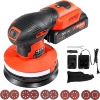 VEVOR 5-Inch Cordless Random Orbital Sander 300W Brushless Orbital Sander, 4000-10000RPM 7 Speeds Electric Palm Sanders with 10PCS Sandpapers & Dust Collection Bag for Woodworking Detailing Sanding