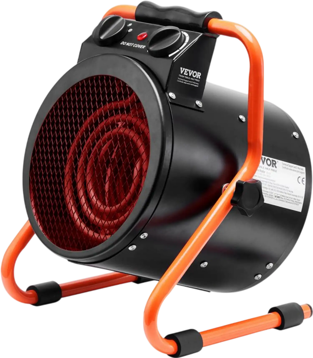 VEVOR Greenhouse Heater, 1500W Fast Heating with Overheat Protection, 2-Speed Setting Small Grow Tent Heater, Electric Portable Heater Fan for Green House, Flower Room, Workplace, IP24 Waterproof