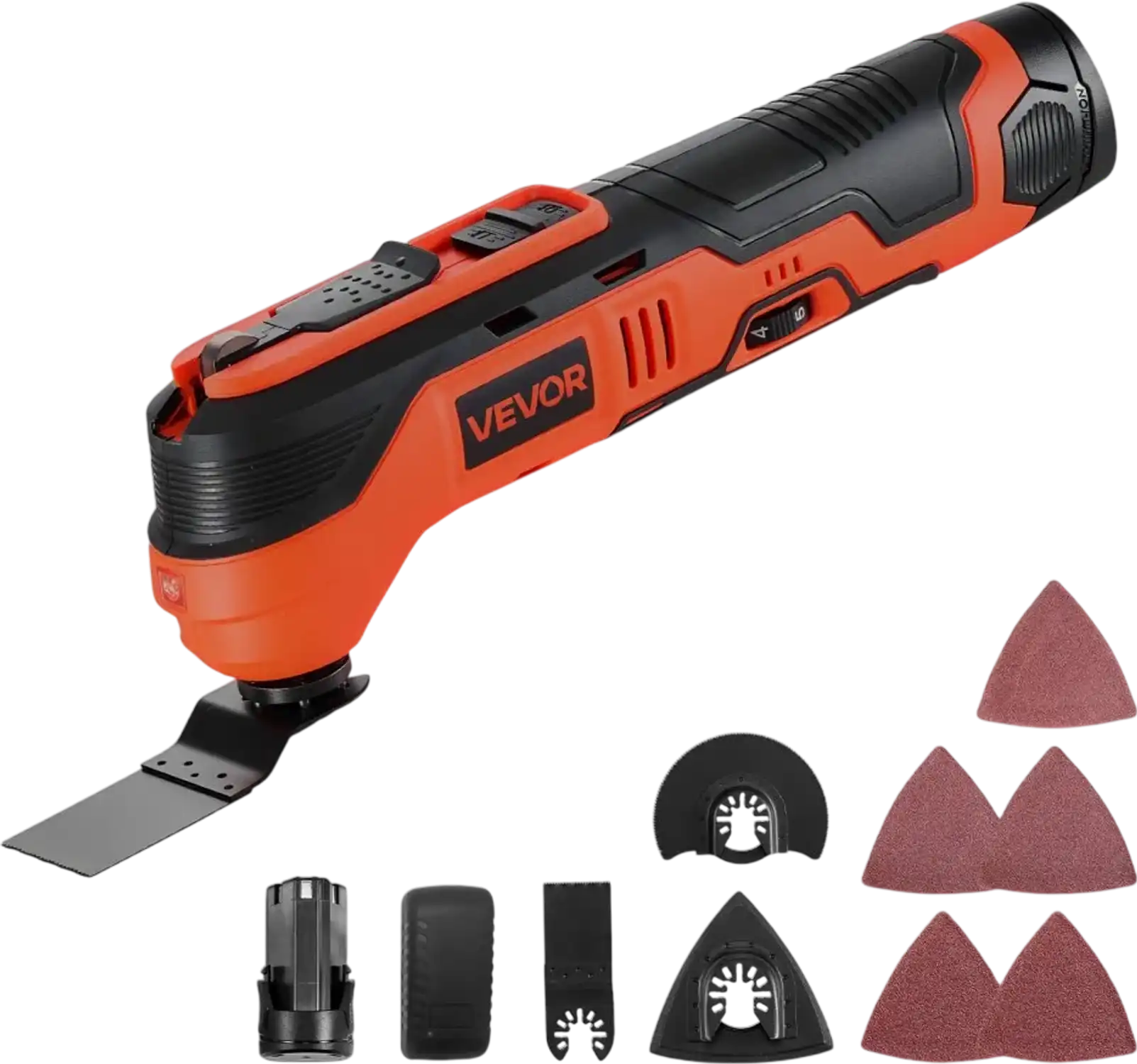 Vevor Oscillating Tool Cordless 12V Multi Tool with 6 Variable Speeds, 2.0Ah Battery, Charger, LED Work Light New