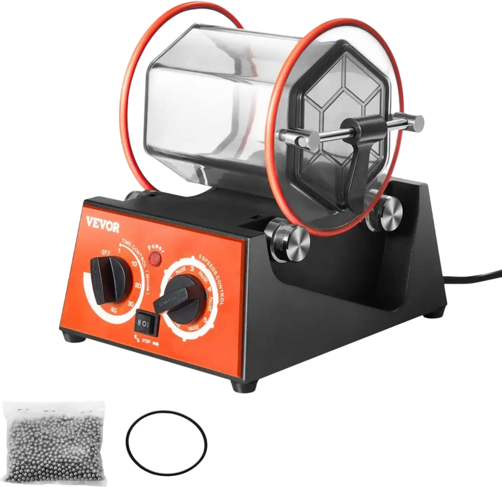VEVOR Jewelry Polisher Tumbler, 6.6lbs/3kg Capacity Mini Rotary Tumbler Machine with 0-60 Minutes Timer, 5 Speeds Jewelry Rotary Finisher for Surface Polishing Grinding Buffing Gemstones Jewels Coins