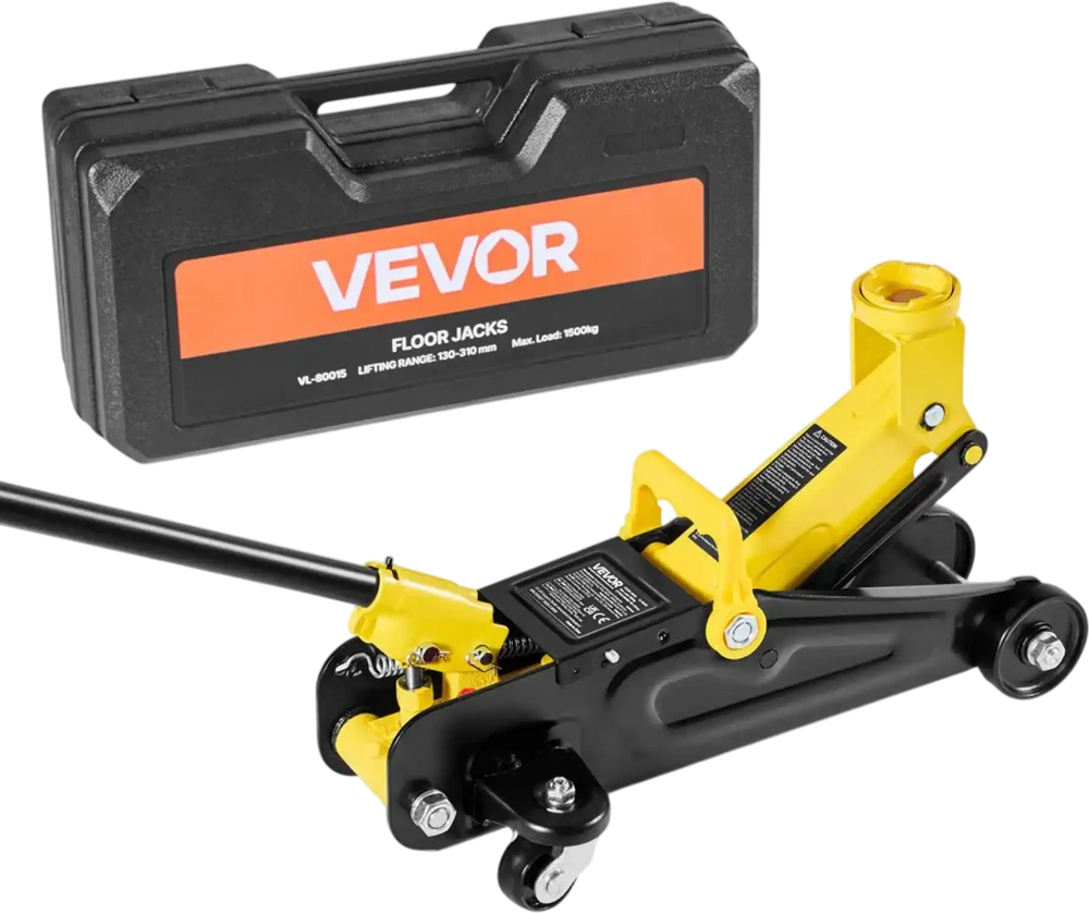 VEVOR Low Profile Floor Jack, 1.5 Ton (3300 lbs) Capacity, Steel Racing Floor Jack with Single Piston Quick Lift Pump, Hydraulic Trolley Car Lift for Sports Cars, Sedans, Lifting Range 5.1-12.2 Inches