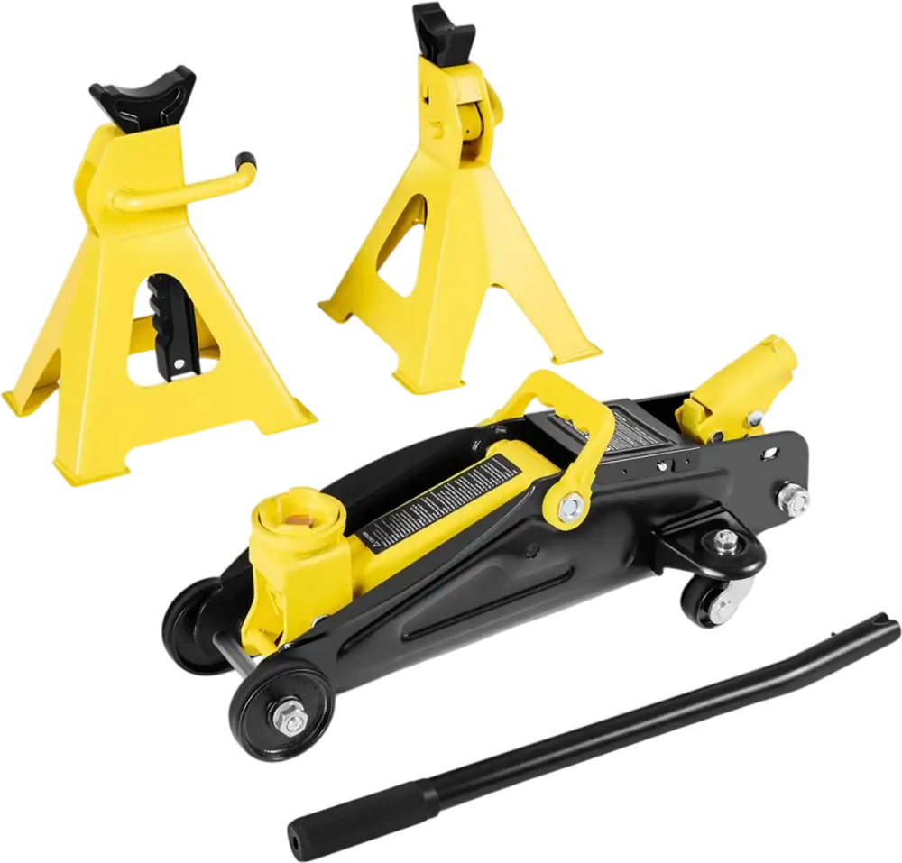 VEVOR Low Profile Floor Jack, 2 Ton (4400 lbs) Capacity, Steel Racing Floor Jack with Stands, Single Piston Quick Lift Pump, Hydraulic Trolley Car Lift for Compact SUVs, Lifting Range 5.1-12.2 Inches